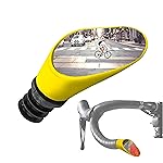 Sprintech Swiss-Made Convex Chrome-Plated Bike Mirror for Drop Bars - Hand-Finished, Adjustable, Reflective Surface, Durable ABS Housing, Universal Fit for Enhanced Rear Visibility (Yellow, Single)