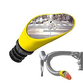 Sprintech Swiss-Made Convex Chrome-Plated Bike Mirror for Drop Bars - Hand-Finished, Adjustable, Reflective Surface, Durable ABS Housing, Universal Fit for Enhanced Rear Visibility (Yellow, Single)