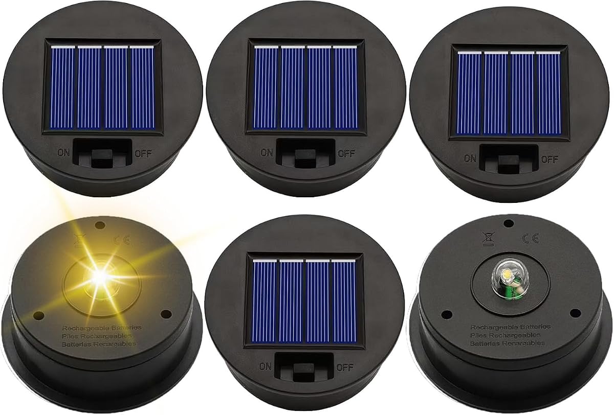 Solar Light Replacement Top Parts 6 Pack(Top Size 3.31 Inch,Bottom Size 2.83