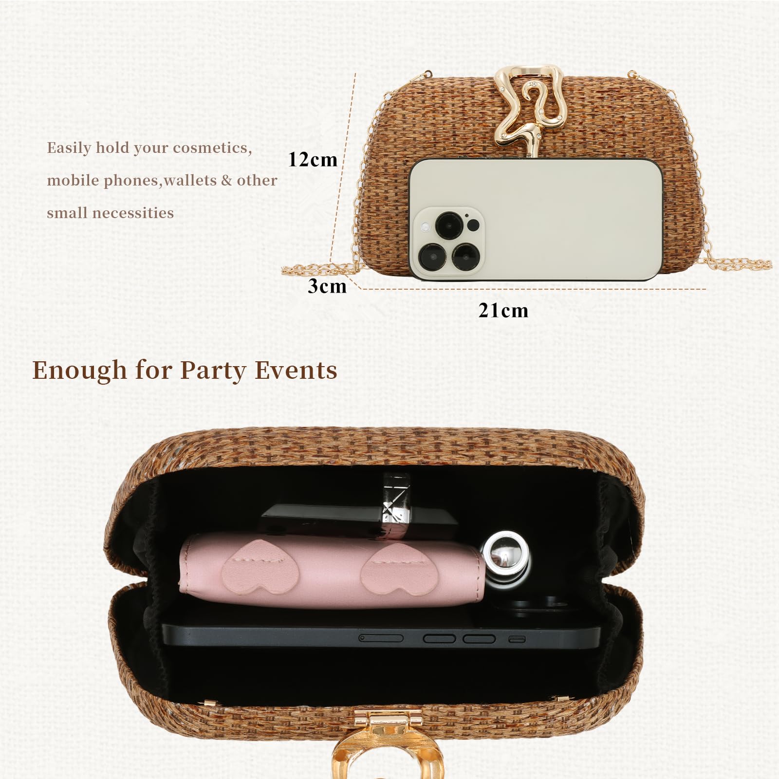 Bolso de Mano de paja de Verano para Mujer Bolso de Playa Tejido Bolso de Noche para Vacaciones Boda Formal 2025