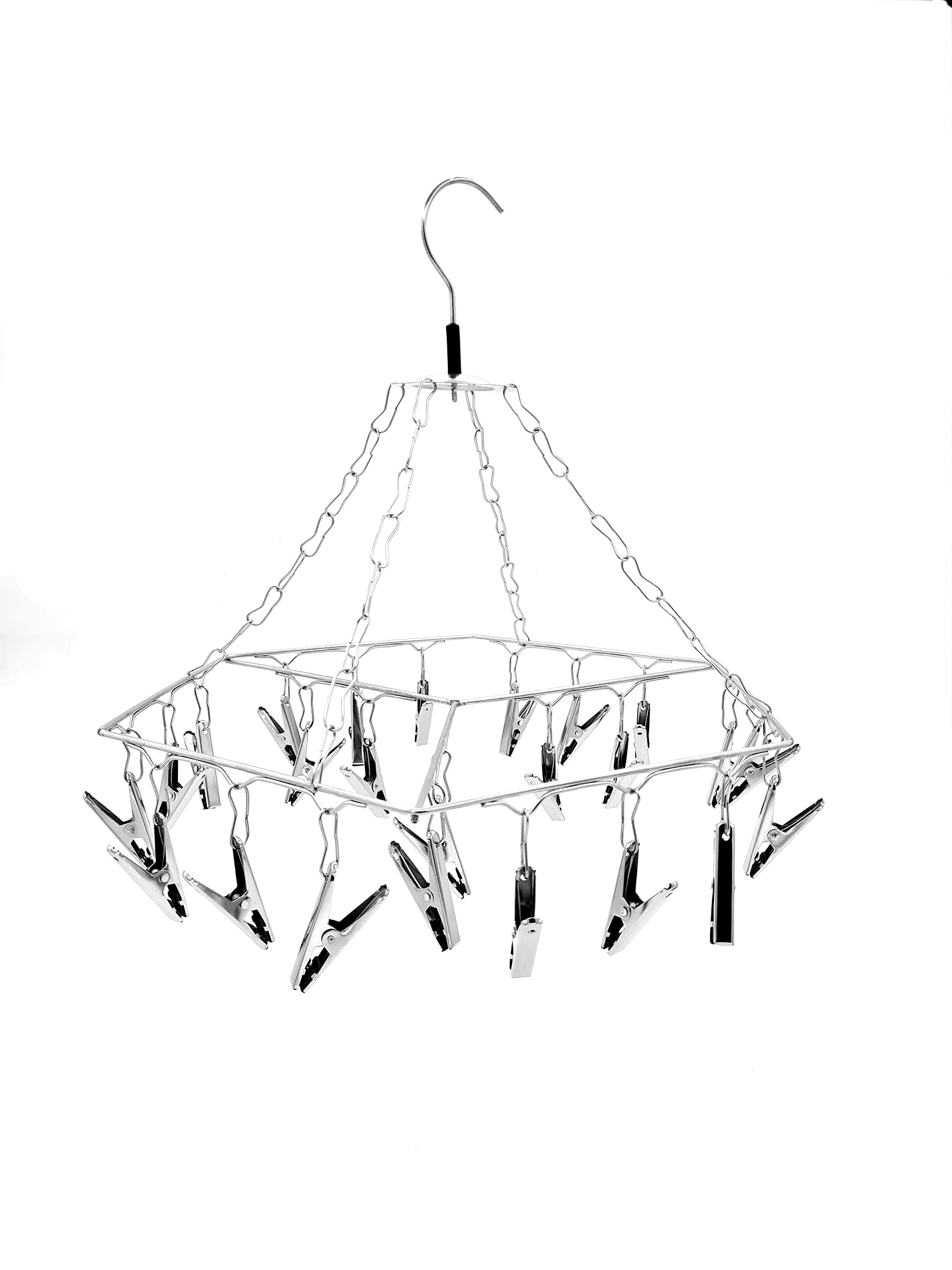 AMENSHREE - 27 Clips Stainless Steel Hexagon Cloth Dryer/Clothes Drying Stand/Hanger with Clips (Clothes Peg) (27 Clips (Hexagon)