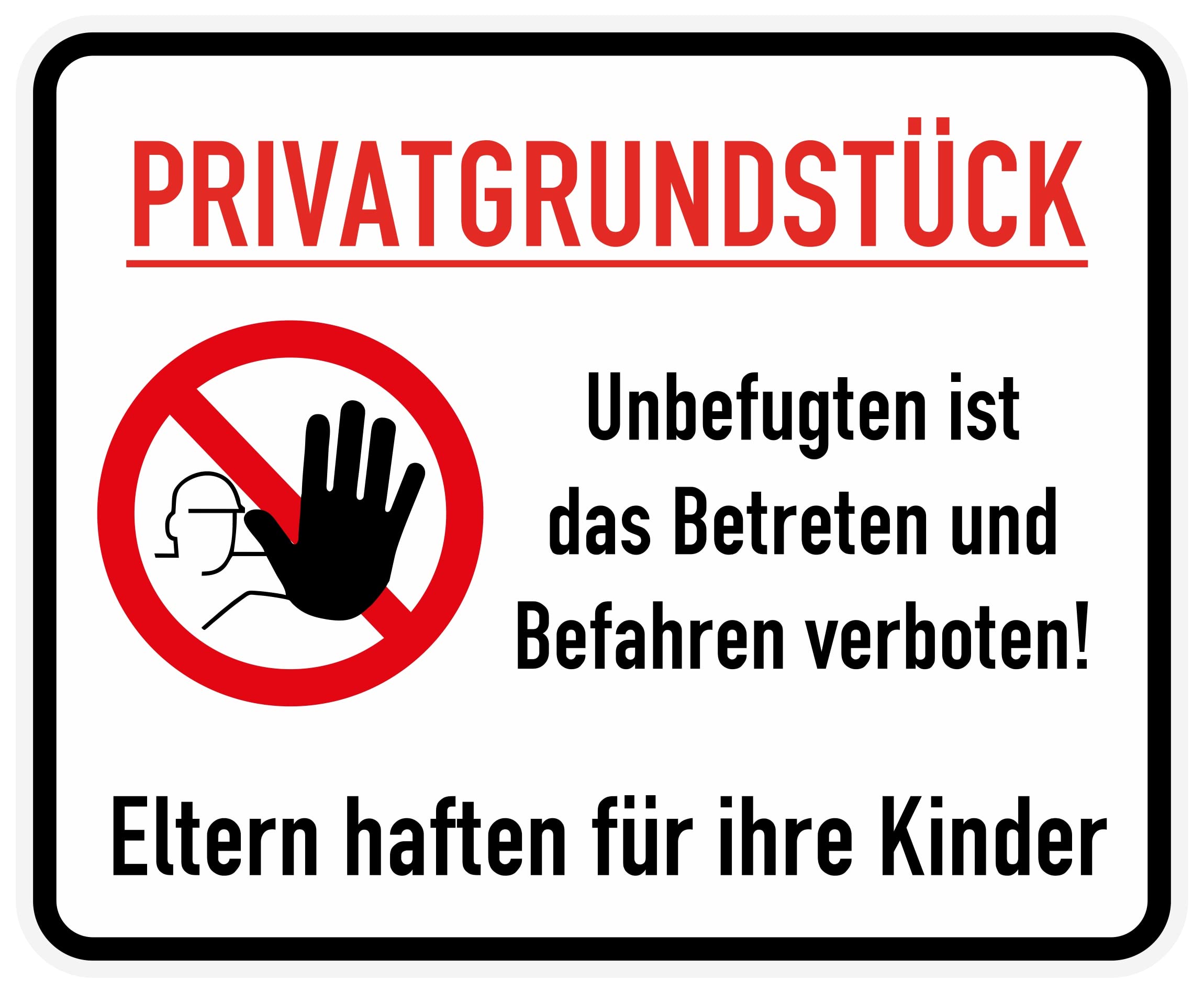Daged T-27 Private Property No Entry Sticker 20 x 16 cm Mandatory Sign Safety Sign Sticker, White, Einheitsgröße