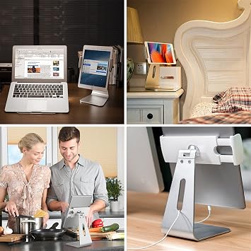 Viozon iPad Pro Stand, Tablet Stands 360 Rotatable Aluminum Alloy Desktop Mount Stand Compatible with 7-13inch iPad Pro iPadAir iPad Mini Surface and Surface Pro (Silver General)