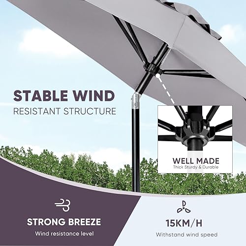 Miniatura 5 de Tempera Patio Market Outdoor Table Umbrella with Push Button Tilt and Crank,Large Sun Umbrella with Sturdy Pole&Fade resistant canopy,Easy to set