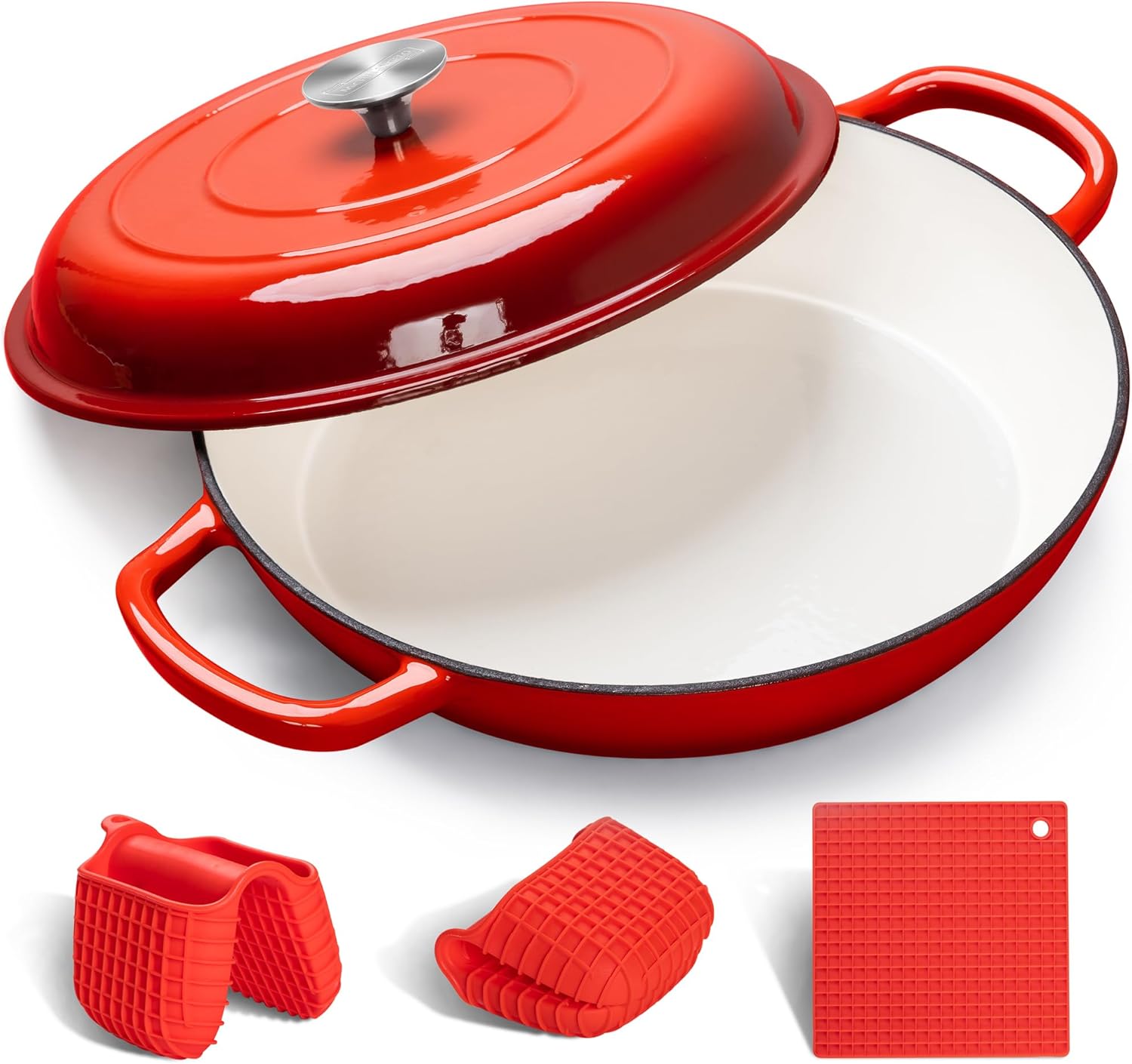 MICHELANGELO Braiser Enameled Cast Iron, 3.5 Quart Braiser