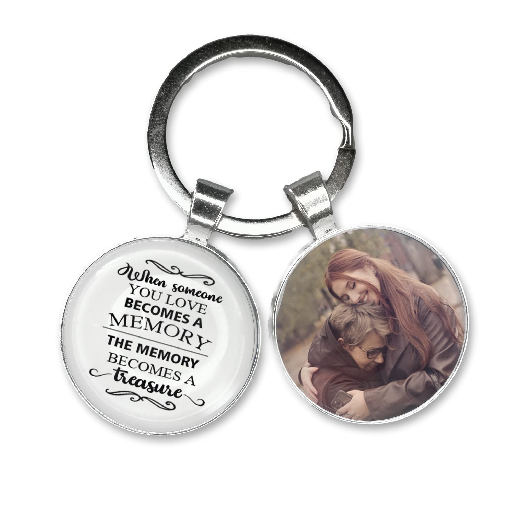 Gutegifts White Personalised Photo Keyring Memorial Gifts For Dad Grandad Gramps Mum Nanny Grandma Loss Love In Heaven Memory Bereavement Remembrance Poem Handmade Custom Keychain Keepsake (White)