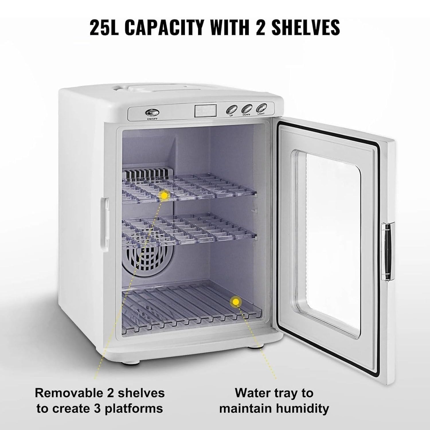 Incubadora de reptiles, incubadora digital de laboratorio con control de temperatura de 5 °C a 60 °C, ideal para huevos de reptiles y reptiles pequeños, características de refrigeración y calefacción