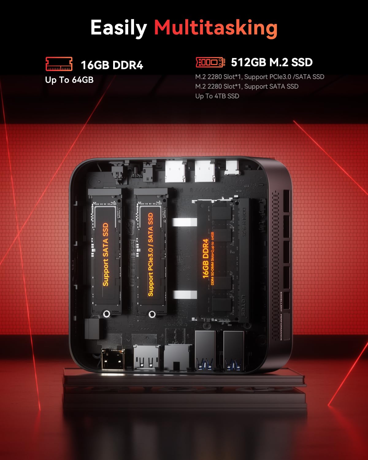 NiPoGi E3B Mini PC AMD Ryzen 5 7430U 16GB RAM 512GB SSD WiFi 6 BT 5.2 4K Triplo Display VESA