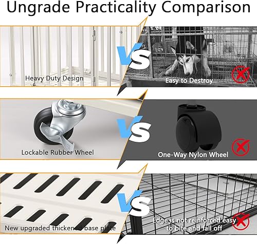 Miniatura 6 de Jaula de acero resistente de 24 pulgadas para perros con alta ansiedad, con cerraduras resistentes y bandeja extraíble, jaula para perros pequeños,