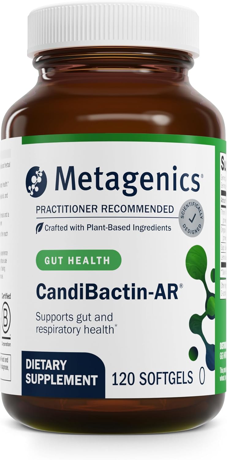 Metagenics CandiBactin-AR - Oregano & Thyme Essential Oils with Sage & Lemon Balm - Supports Digestive Health, Microbial Balance & GI Comfort - Enteric-Coated Softgels - Gluten-Free - 120 Softgels