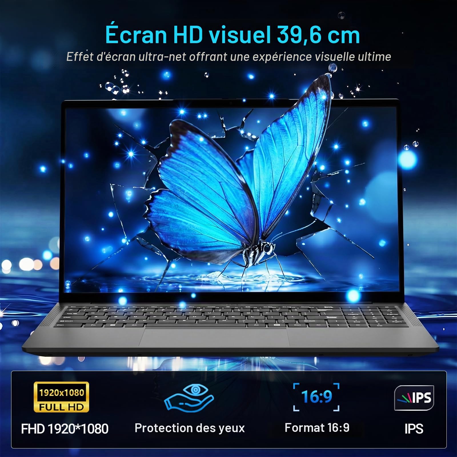 PC Portable 15,6", Core jusqu'à 3,4 GHz, 8Go RAM 256Go SSD