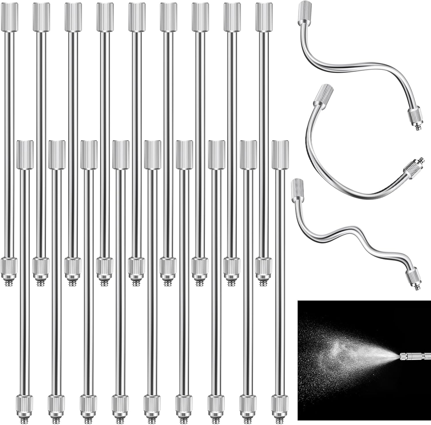 40 Pack Flexible Nozzle Extensions 5.9 Inch Brass Mist Rod for Mister Nozzles Bendable Copper Extended Pole 10/24 UNC Thread For Garden, Humidification, Outdoor Cooling, Dust Control