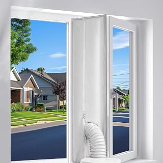 Klimaanlage Fensterabdichtung,Fensterabdichtung für Mobile Klimaanlagen 400CM,Doppel Reißverschluss für Ein und Zweirohrgeräte,2 cm breiter 9 mlanger Klettverschluss,Hot Air Stop für Wäschetrockner