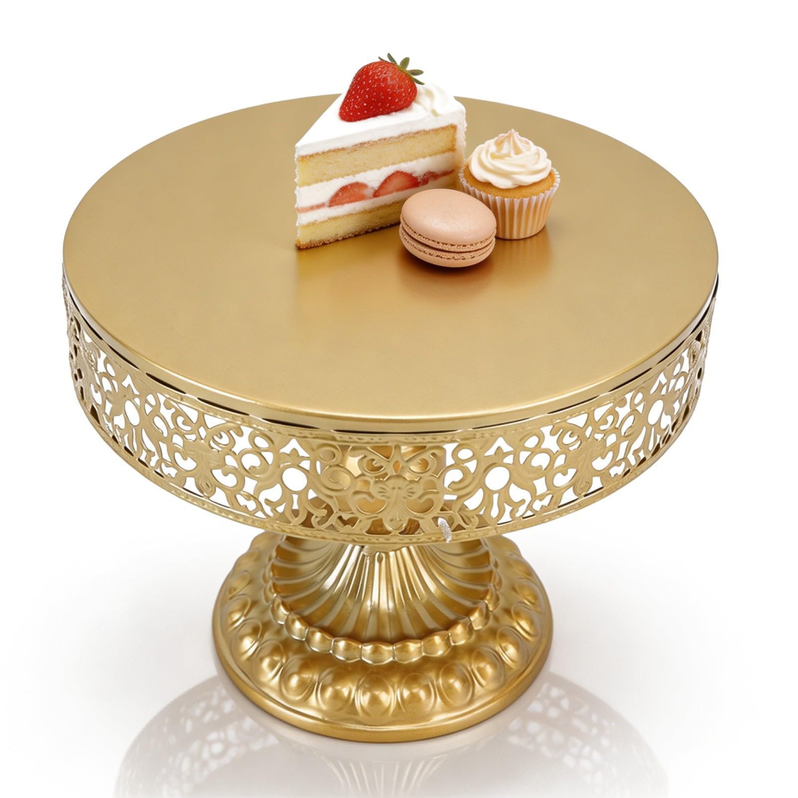 Support à Dessert Rond, Support à Gâteau Doré, Support à Gâteau Brillant