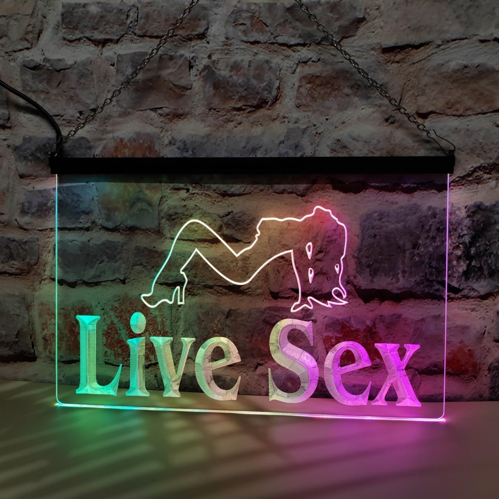 Live Sex Neonowy napis do dekoracji ścian, sterowany za pomocą aplikacji, z możliwością ściemniania, zasilany przez USB, idealny do barów i hoteli,30x20cm