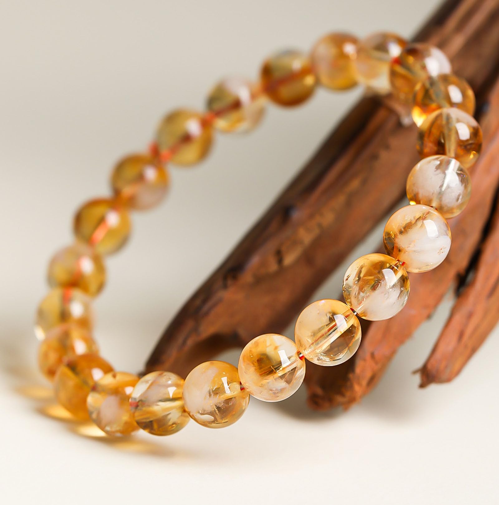 Bracciale in cristallo citrino fatto a mano per donna, bracciale da uomo | Bracciale curativo con perline elasticizzate naturali, regalo energetico dei chakra per donne uomini lui in 7-11 mm