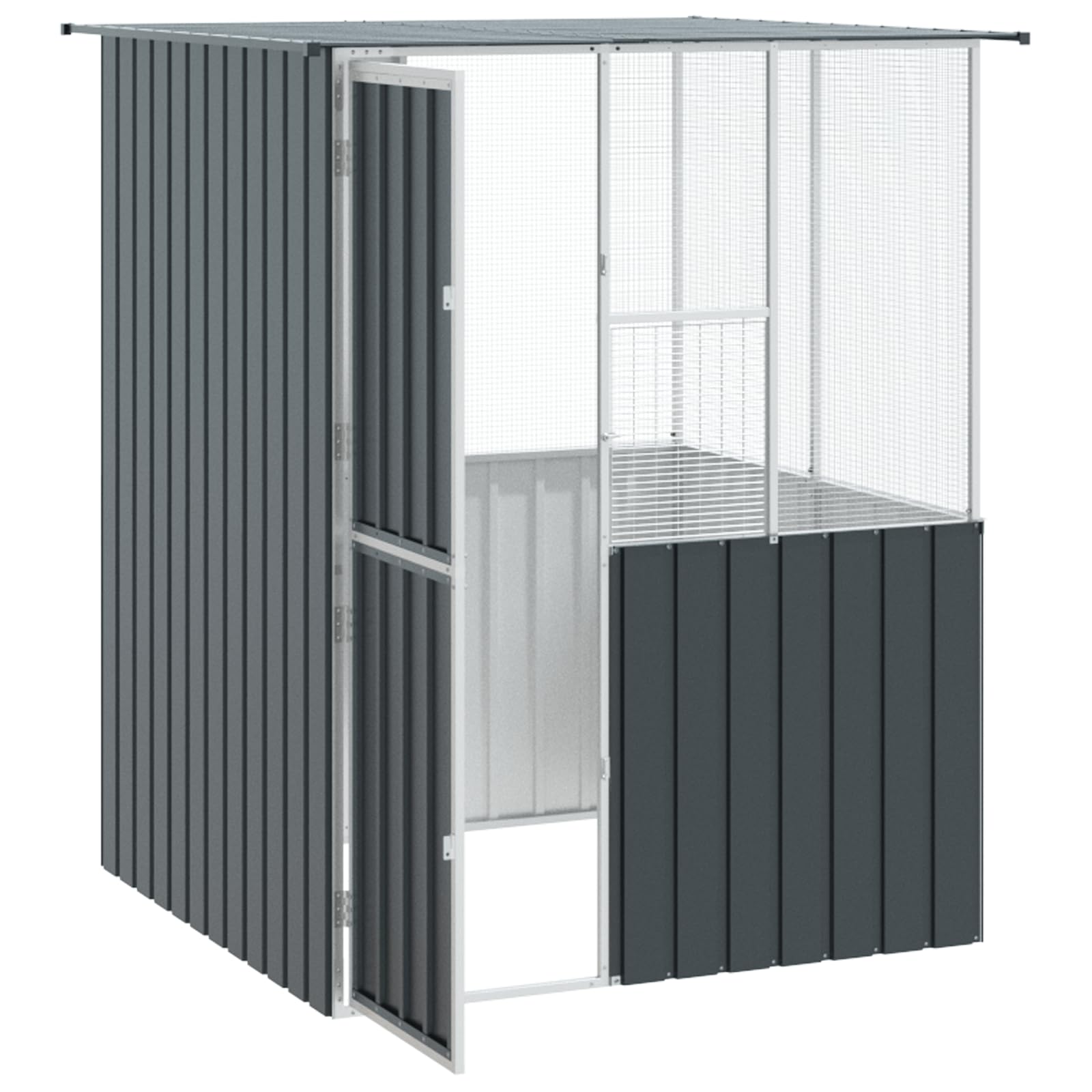 SKM Vogelkäfig Anthrazit 215x78x200 cm Verzinkter Stahl,Tier- & Haustierbedarf,Haustierbedarf,Vogelbedarf,Vogelkäfige & -ständer,Grau,61.8KG,3325168