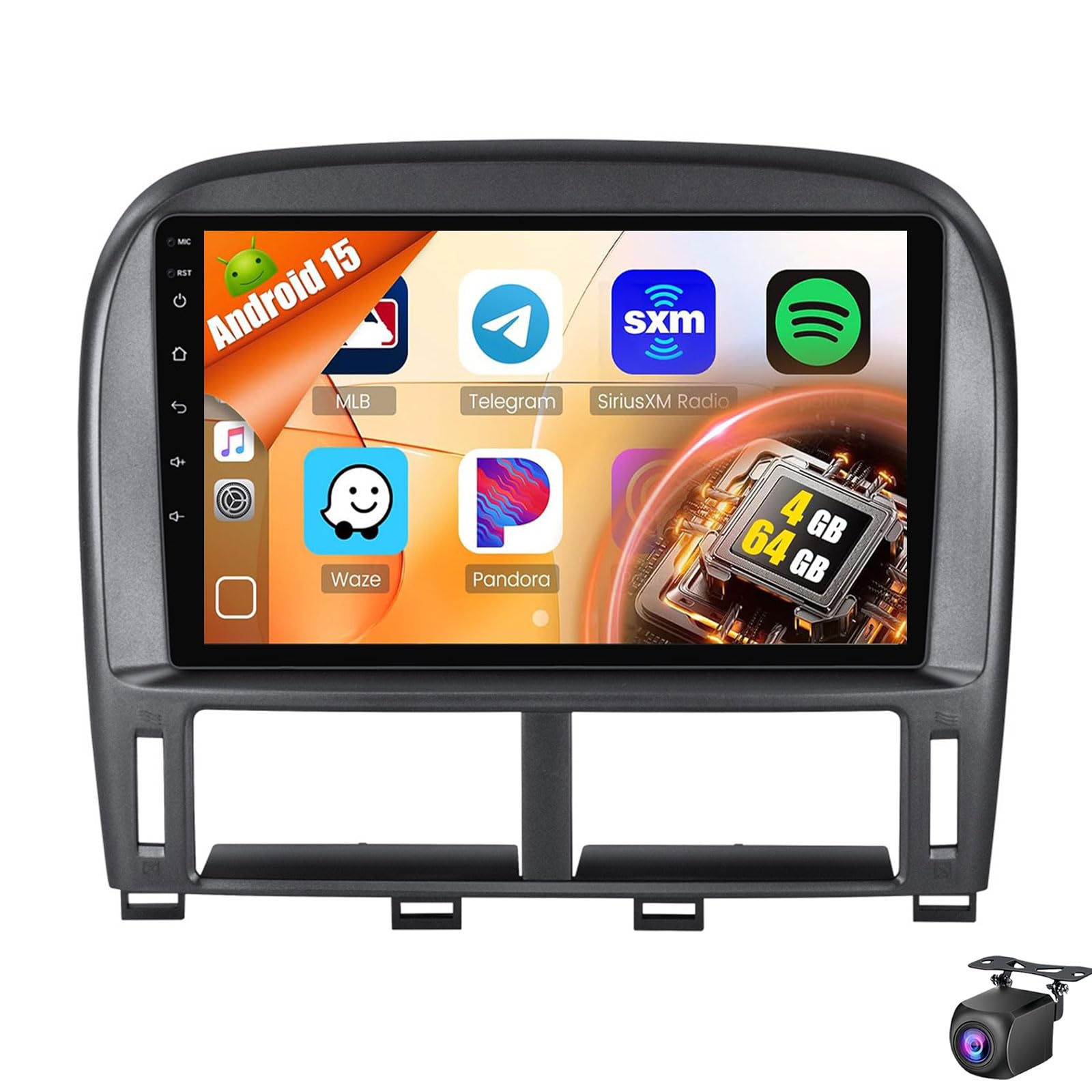 9 Inch Android 15 Car Stereo For Le-xus LS430 2000-2006 Touch Screen Radio Multimedia Player Head Unit With Carplay Android Auto GPS Navi Bluetooth WiFi FM RDS SWC AHD Backu(Size:8Core 8+256G,Color:B)