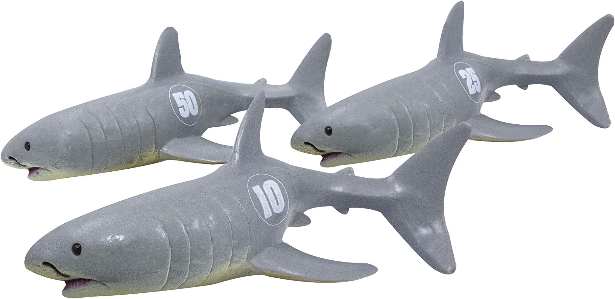 Dive Shark Frenzy Toys 3-Pack Weighted Catch and Retrieval Game for Swimming Pool & Bath Tub for Kids Multi Score Rings Underwater Dive Practice Education Learn