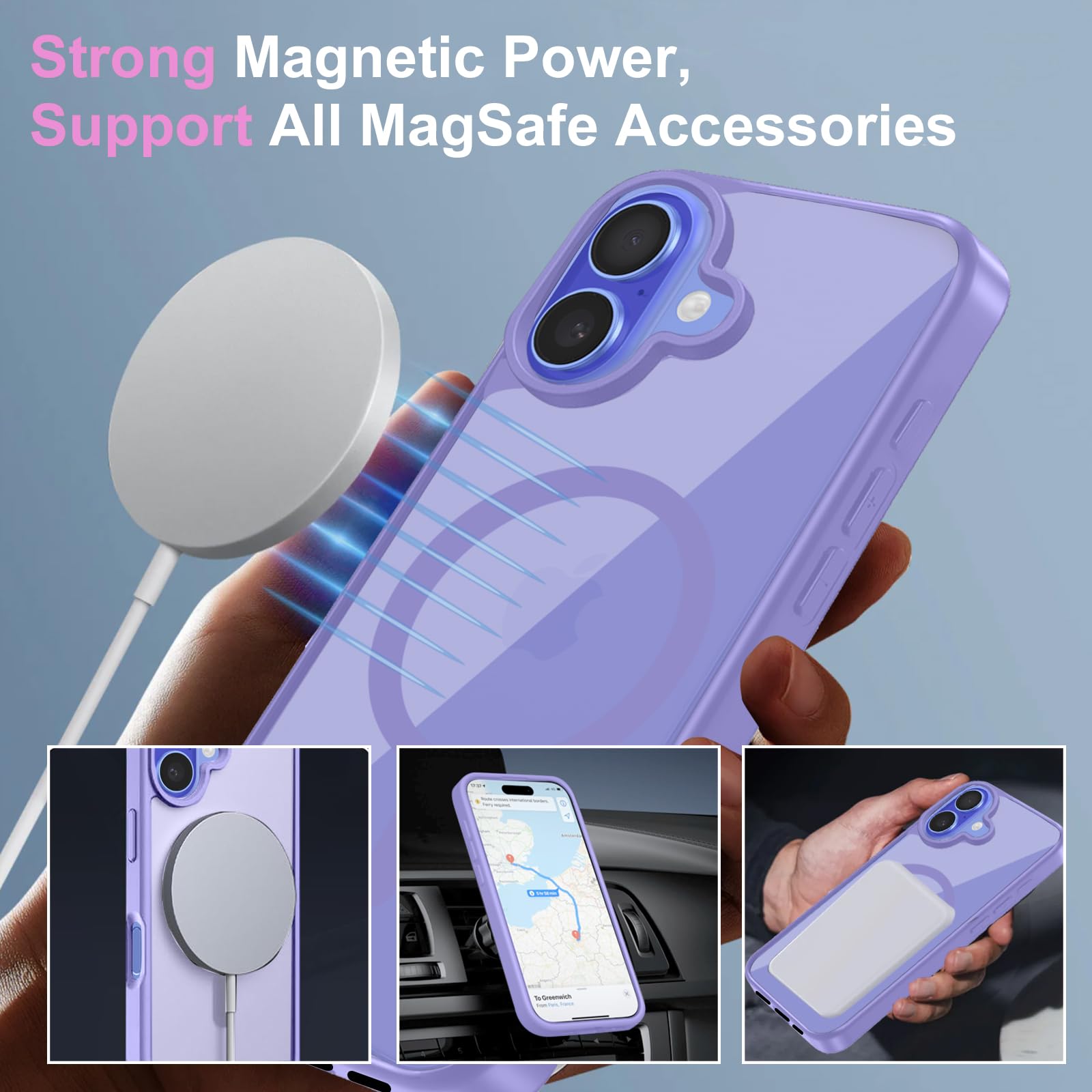 Custodia Magnetica Per IPhone 16 Plus, Viola, In TPU Morbido Con Protezione Lenti, Antiurto E Compatibile MagSafe - 3