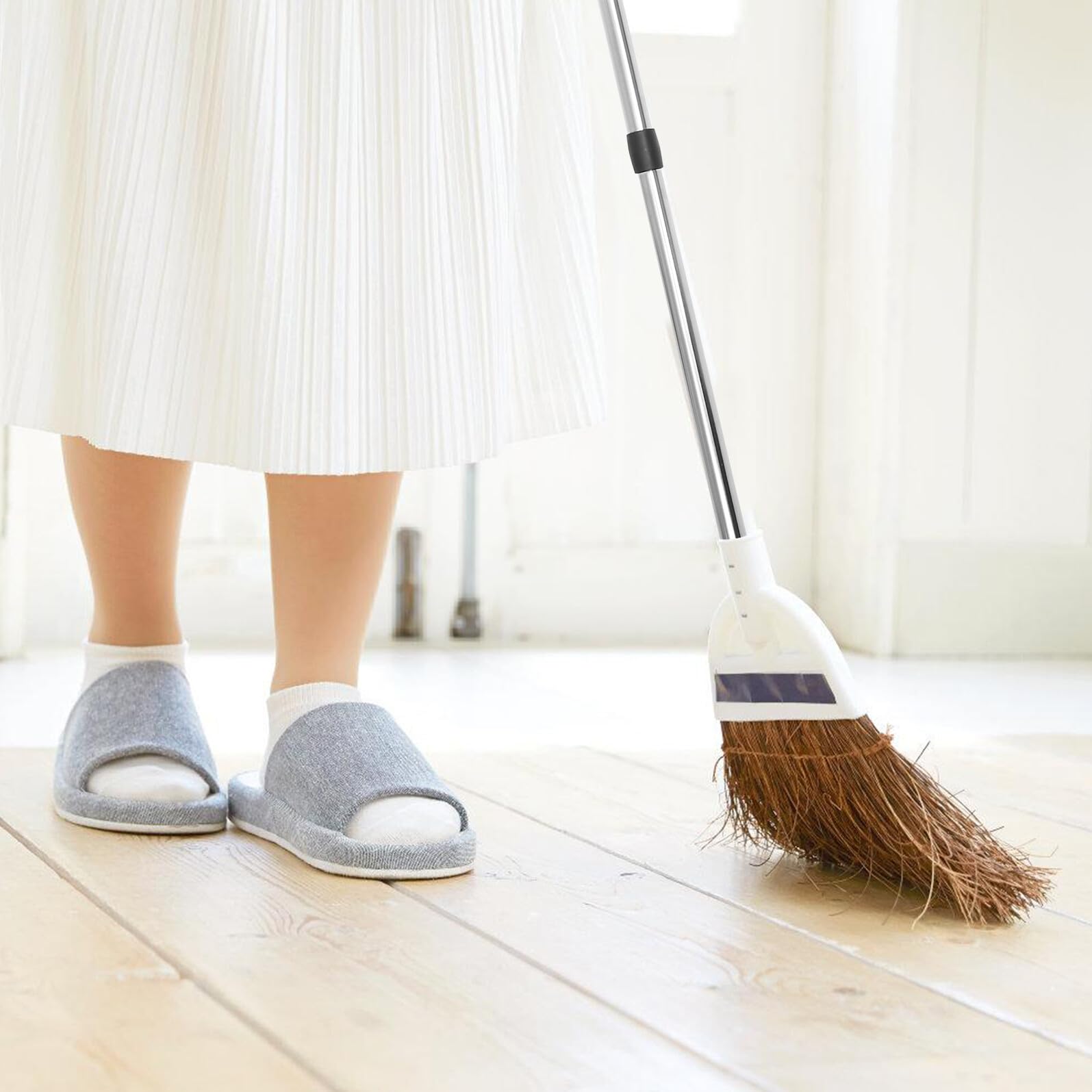 Edelstahl Mop Stange Ersatz Teleskopgriff Verstellbar Ergonomisch Rutschfest Kompatibel mit Verschiedenen Besenstielen Langlebig Rostfrei für Einfache Reinigung