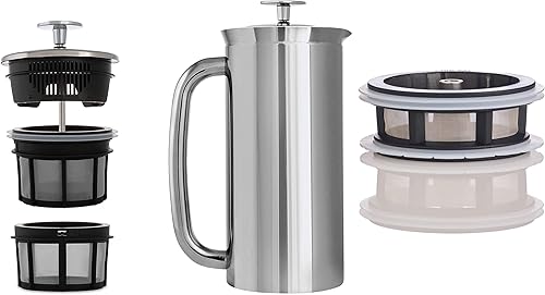 ESPRO - Prensa francesa P7 - Cafetera y tetera aislada de acero inoxidable de doble pared con microfiltro - Mantiene las bebidas calientes durante