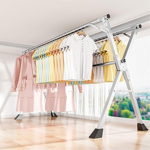 Miniatura 3 de Estante de secado de ropa plegable, organizador de ropa de acero inoxidable para ahorrar espacio y secado al aire libre de arrugas (94 pulgadas 94
