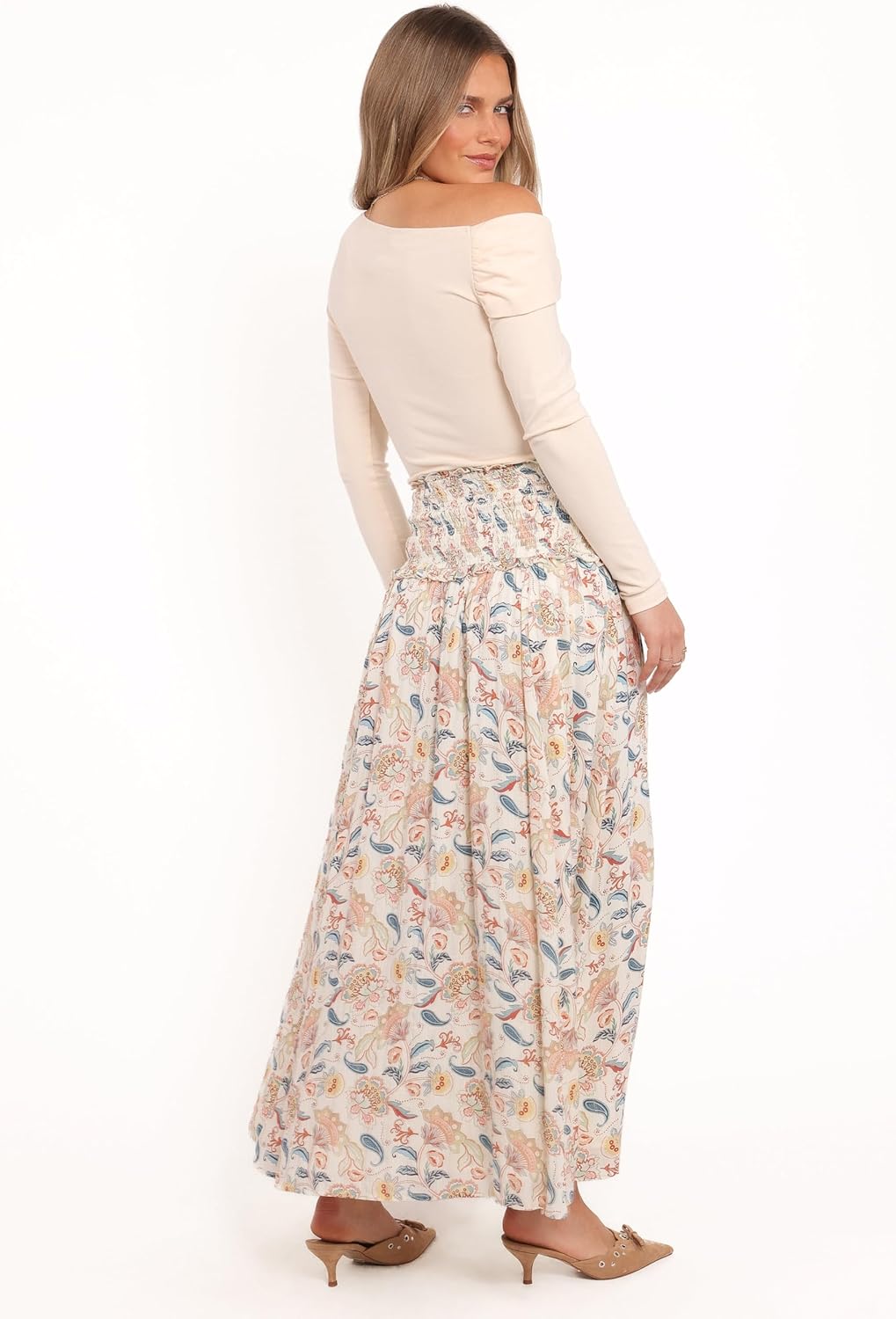 Petal & Pup Women's Seana-Shirred-Waist-Maxi-Skirt-Paisley