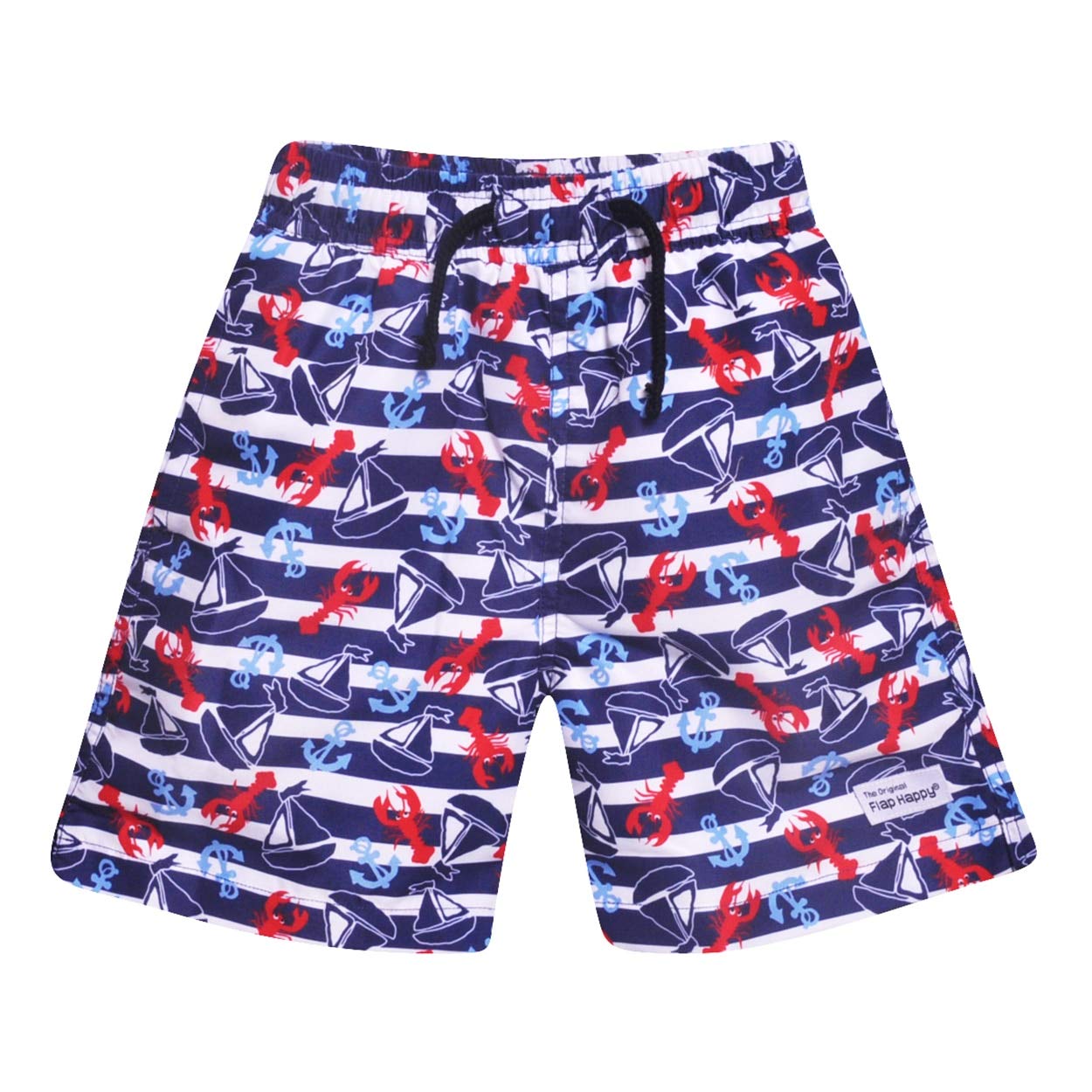 Flap Happy Baby Boy's UPF 50+ Boys Swim Trunks w/Mesh Liner Swimwear, Vitamin sea, 6M