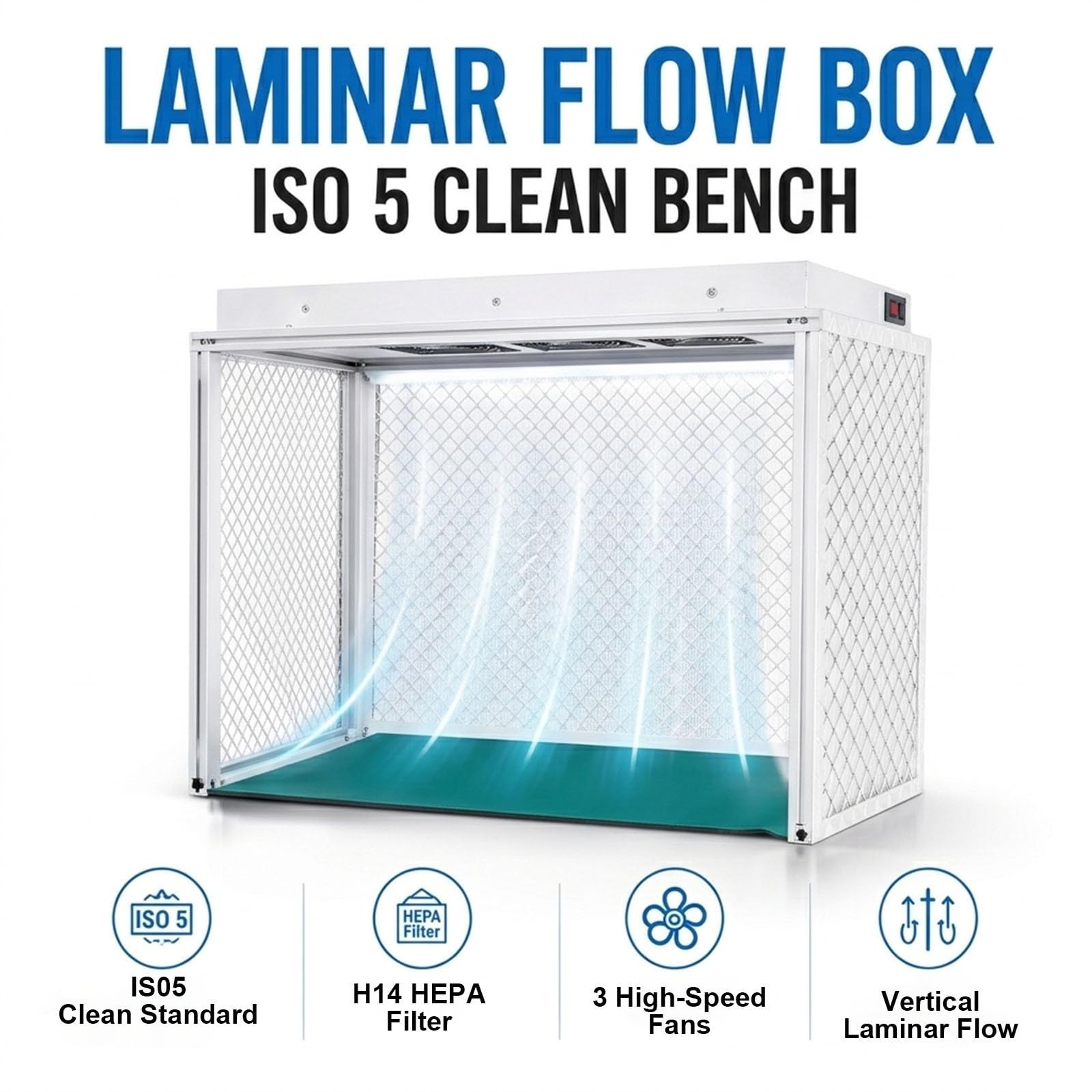 Banco Pulito a Flusso Laminare Verticale per Micologia, Filtrazione HEPA Professionale, Area in Alluminio per Coltura In Vitro e Ricerca di Laboratorio Senza Polvere