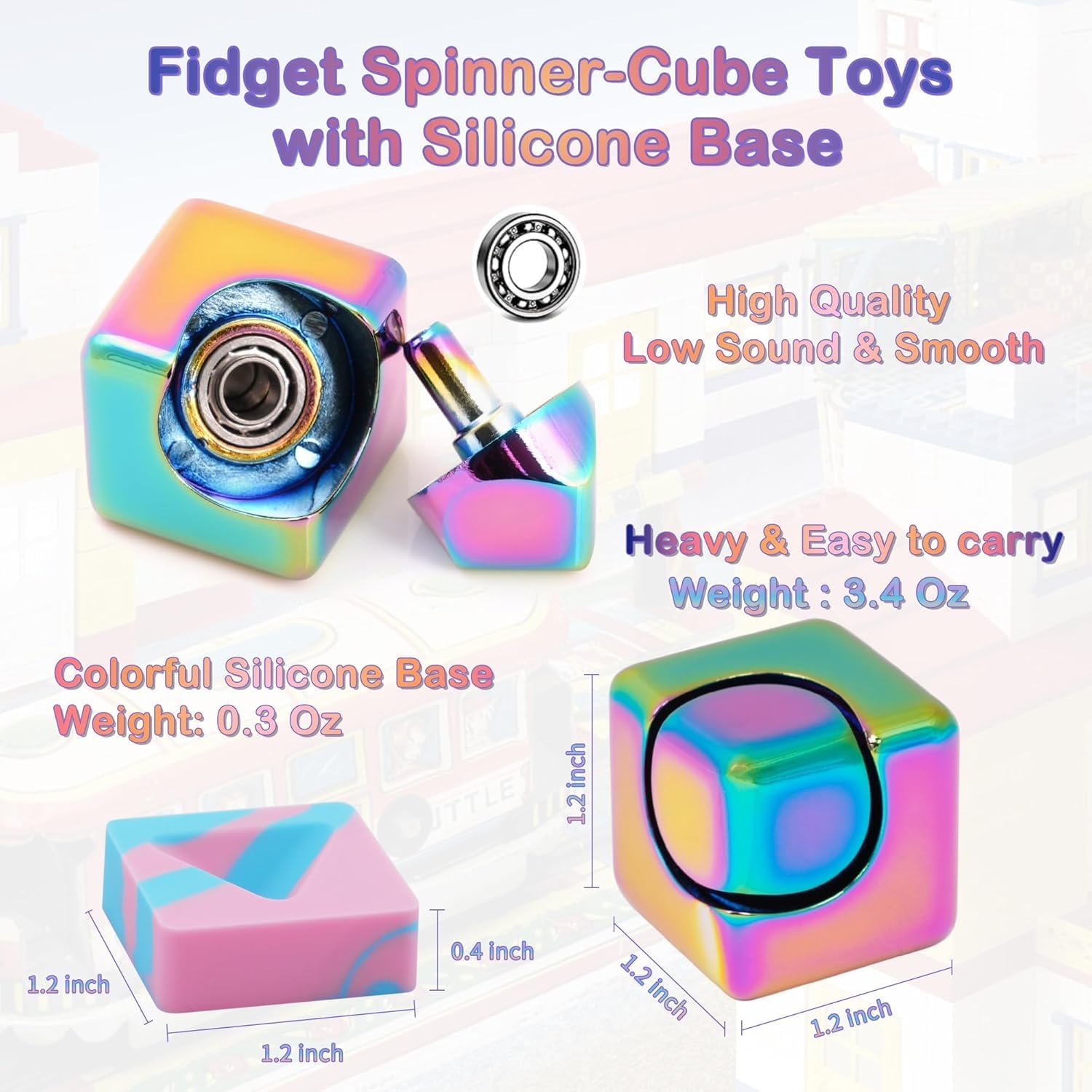 Fdget Spinner, zabawka 2 w 1, z metalu, dla dzieci i dorosłych, redukuje stres (kolorowa)