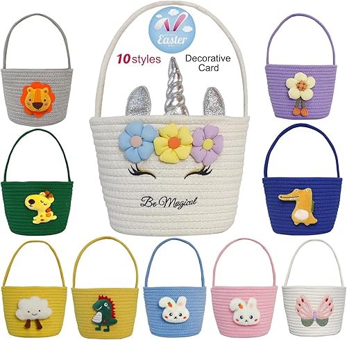 Miniatura 36 de Cesta de Pascua, cestas de Pascua para niños, cesta de Pascua para bebés con asa, cesta de huevos de conejo vacía, cestas de Pascua para niños