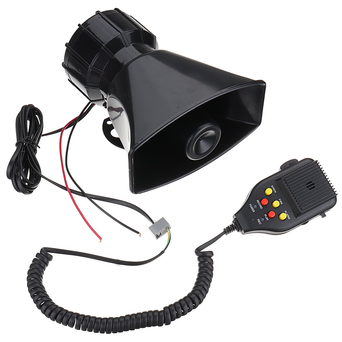 12V 3 grabación de Sonido Coche Sirena Cuerno de la policía + Mic PA Altavoz Sistema de Alarma de Incendios