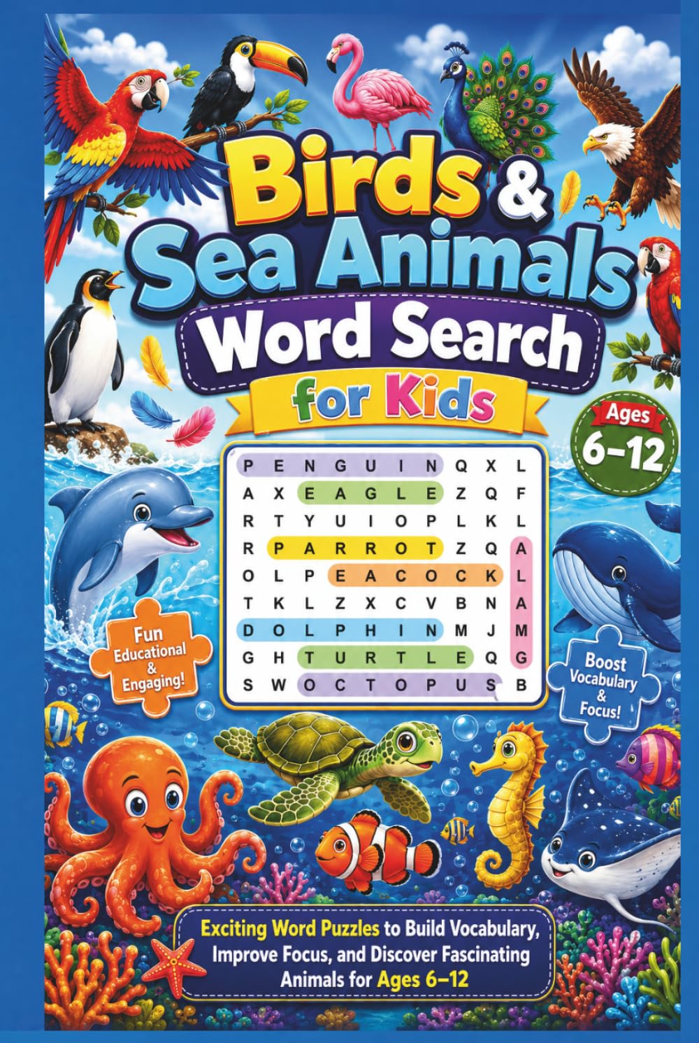 Birds & Sea Animals Word Search for Kids