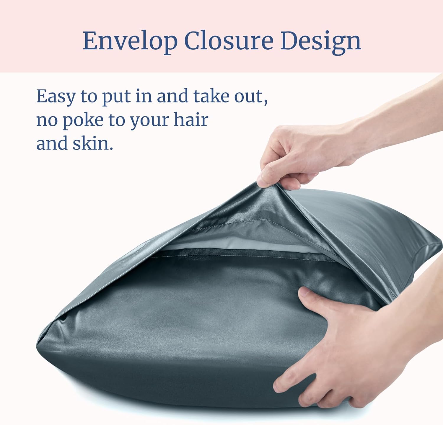 BEDELITE Satin Pillowcase for Hair and Skin, Super Soft and Cooling Similar to Silk Pillow Cases 2 Pack with Envelope Closure, Gift for Women Men(20"x26" Standard Size, Space Grey) thumbnail