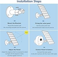 Vista 4 de Paneles solares para cámara de seguridad inalámbrica para exteriores, panel solar impermeable compatible con batería recargable de 3 V CC, cable