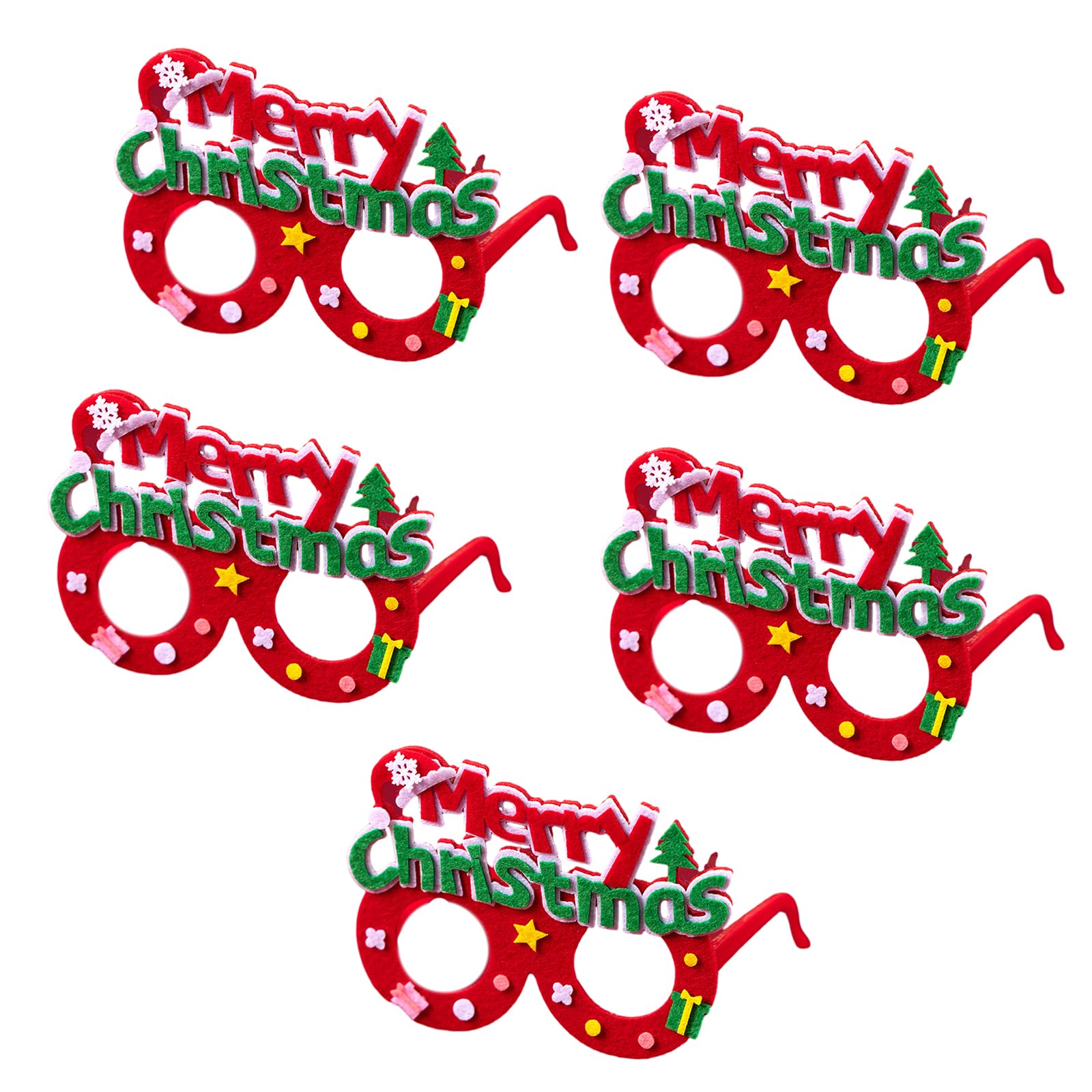Buxuaaaa 5pcs Christmas Party Glasses Frames Christmas Decoration Novelty Costume Fancy Dress Glasses Eyeglasses Without Lens Decoration