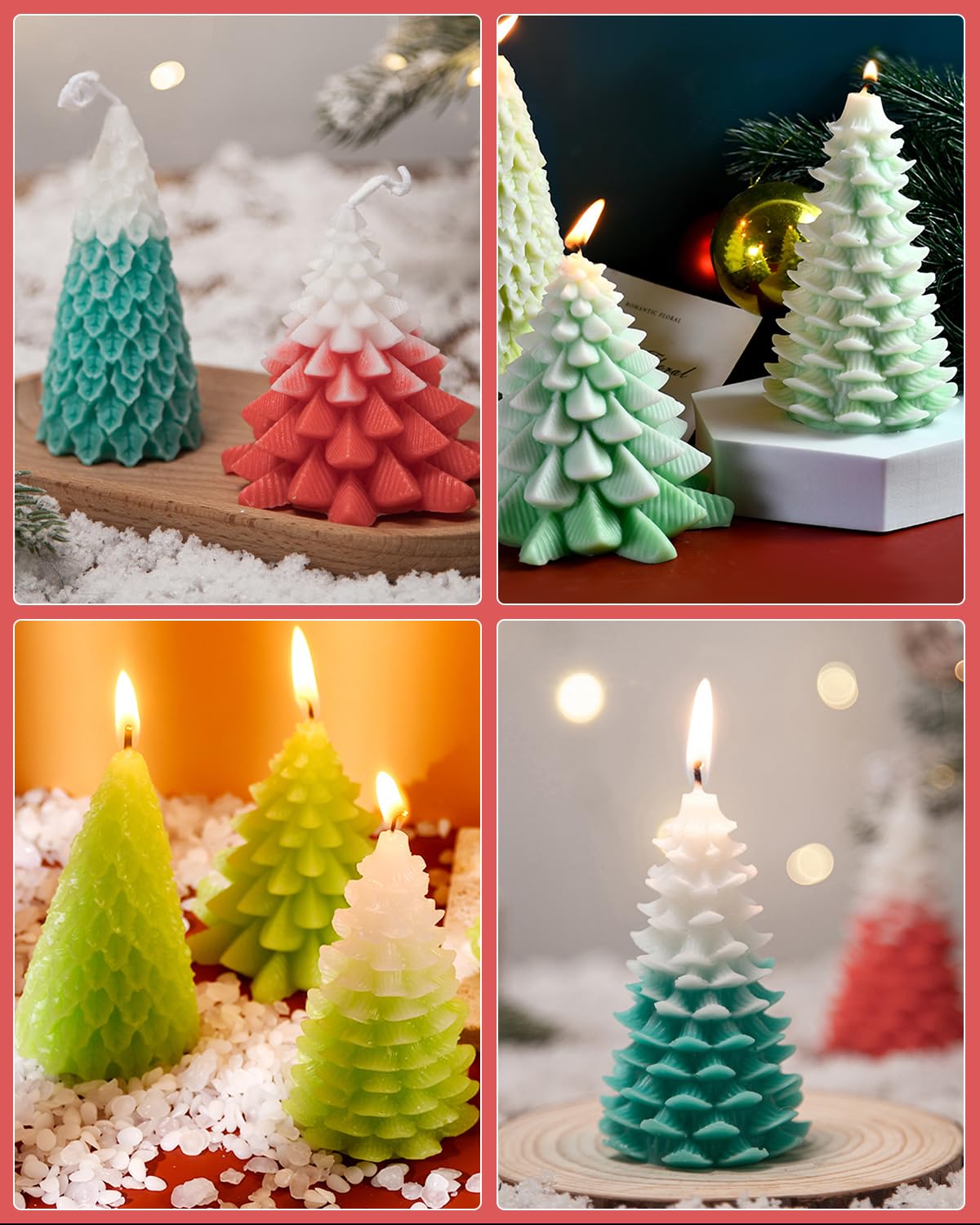 Lot De 2 Moules à Bougie En Silicone Sapin De Noël (12cm Et 9.5cm) - Pour DIY Bougies, Savons, Décorations De Noël