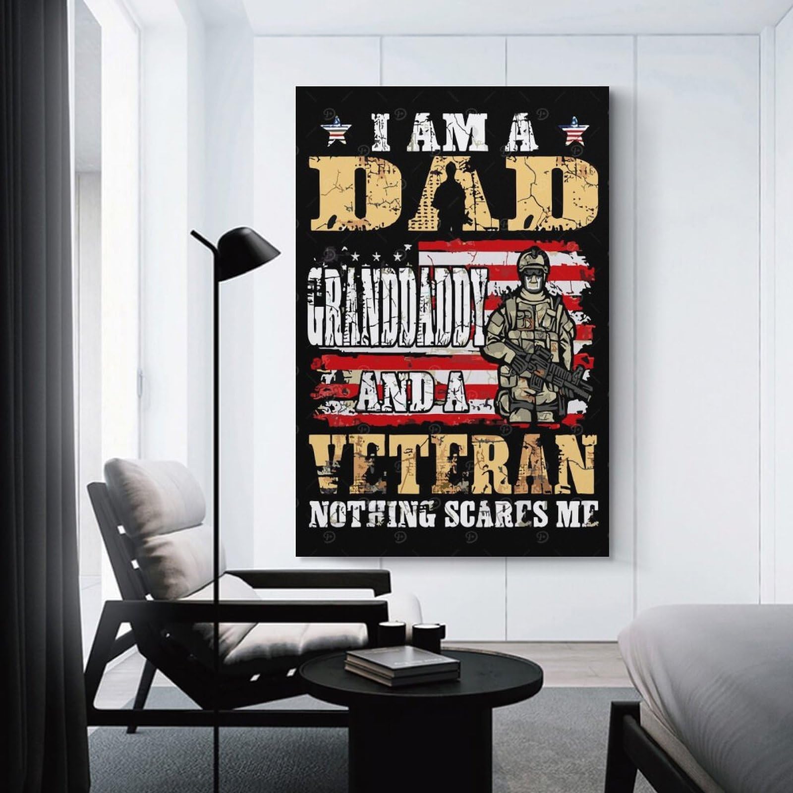 Junmoney Wall Art Print DAD VETERAN US, 20x30inch(50x75cm), for Study, Office Or Focused Interiors, Decorative Artwork for Productive Spaces
