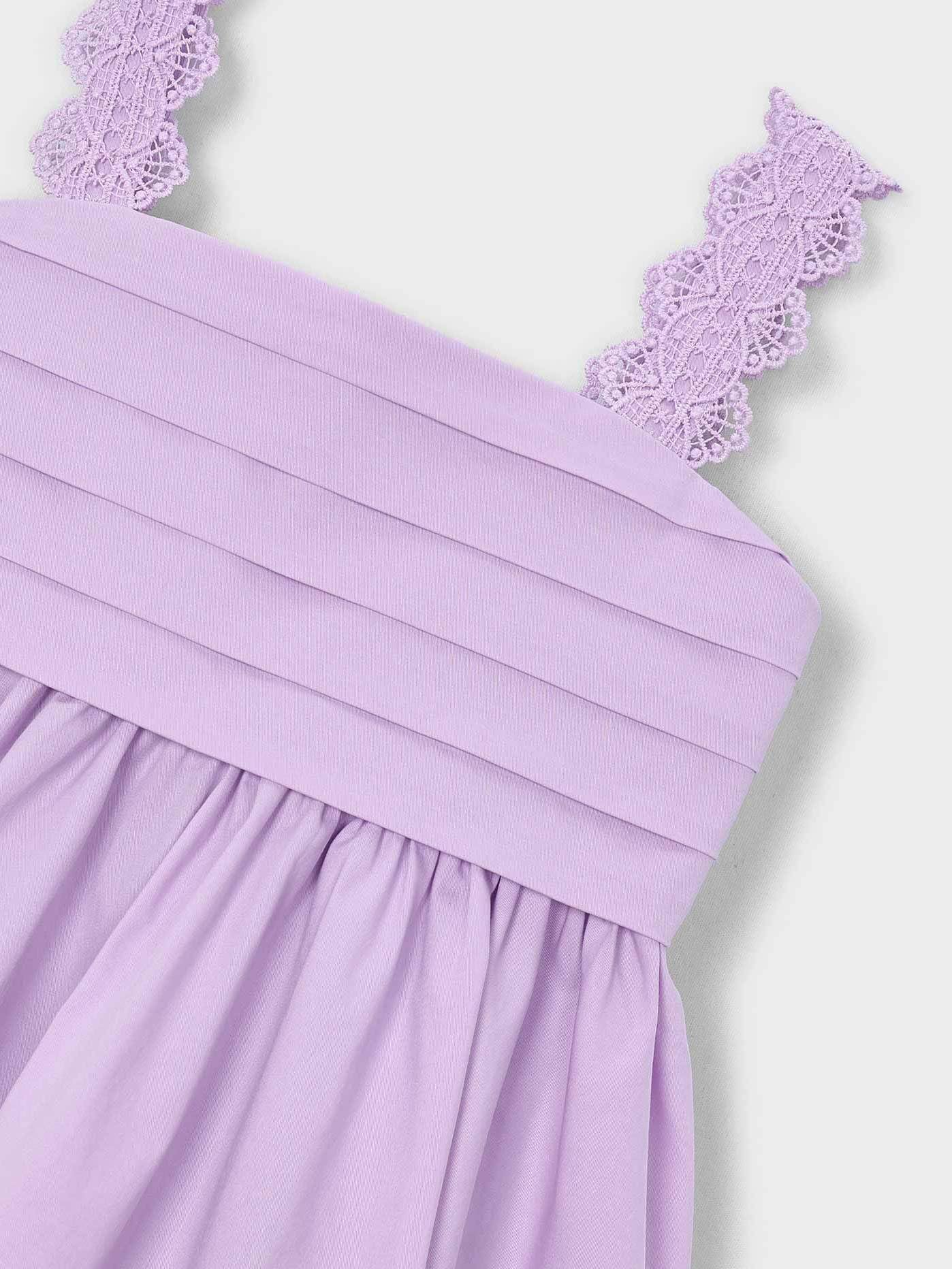 Mayoral Vestido Saten puntillas para niña Malva