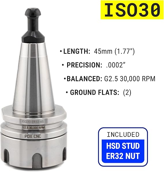 ISO30 ER32 45 Tool holder Collet Chuck Balanced G2.5 30,000 RPM CNC Tool Holder with HSD Pull Stud Milling (2)