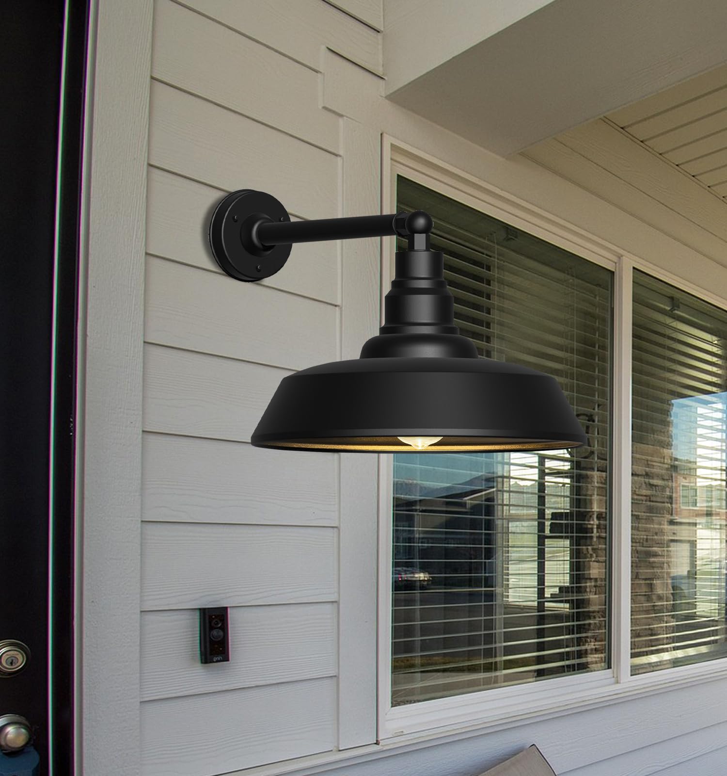 21" Large Outdoor Barn Light with Gooseneck Arm - Farmhouse Exterior Light Fixture Wall Mount, Industrial Outdoor Wall Light, Great for Patio and Porch Light