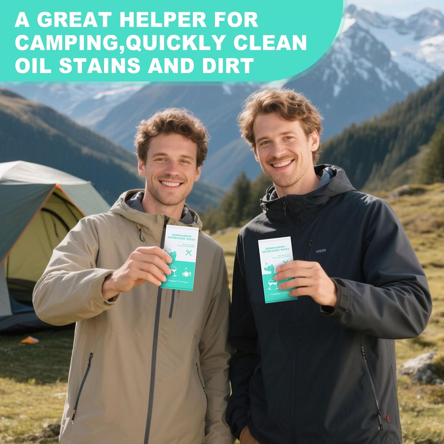twoworld 50 Disposable Dish Cleaning Wipes Individually Wrapped | Portable Dish Wipes for Washing Dishes No Water for Camping Travel Kitchen Outdoor