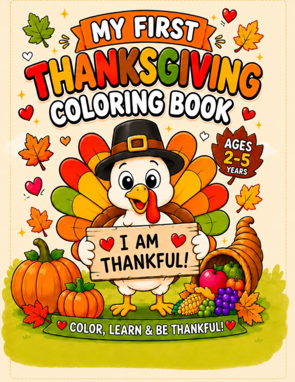 My First Thanksgiving Coloring Book: Fun and Easy Fall Harvest Coloring Pages for Toddlers Ages 2-5 | Pumpkins, Turkeys, Sunflowers, Corn, Pilgrims, and Thanksgiving Fun