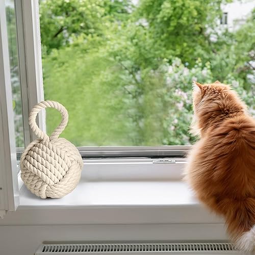 Miniatura 6 de 3 piezas de 3 libras de cuerda decorativa para puerta con asa, 6 pulgadas, tela náutica, tope de puerta de algodón con peso para puerta, ventana,