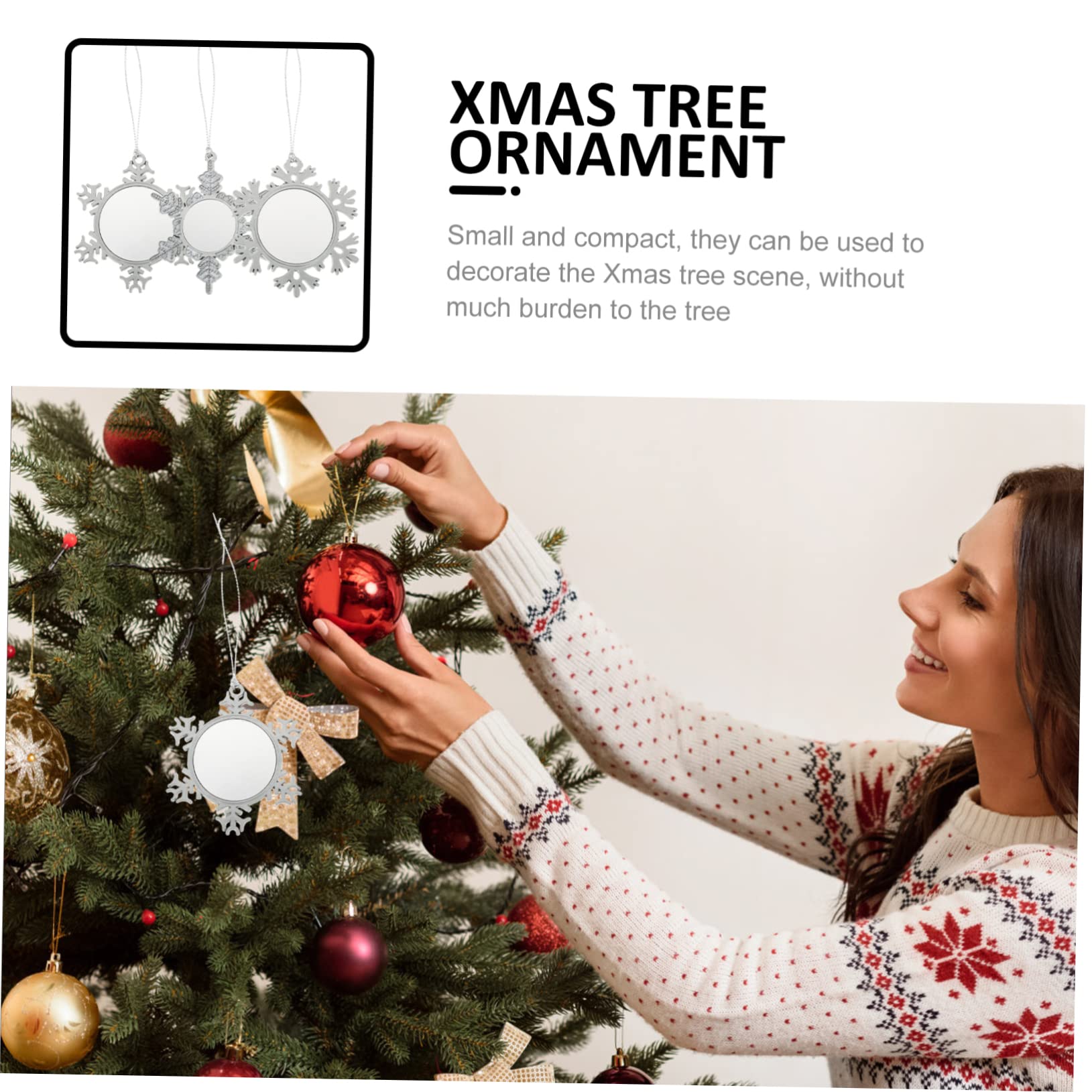 PRETYZOOM 12 Pz fiocco di neve di sublimazione Decorazioni natalizie decorazioni luminose per la casa pendenti natalizi ciondolo natalizio Decorazioni per feste di Natale Ciondolo fai da te