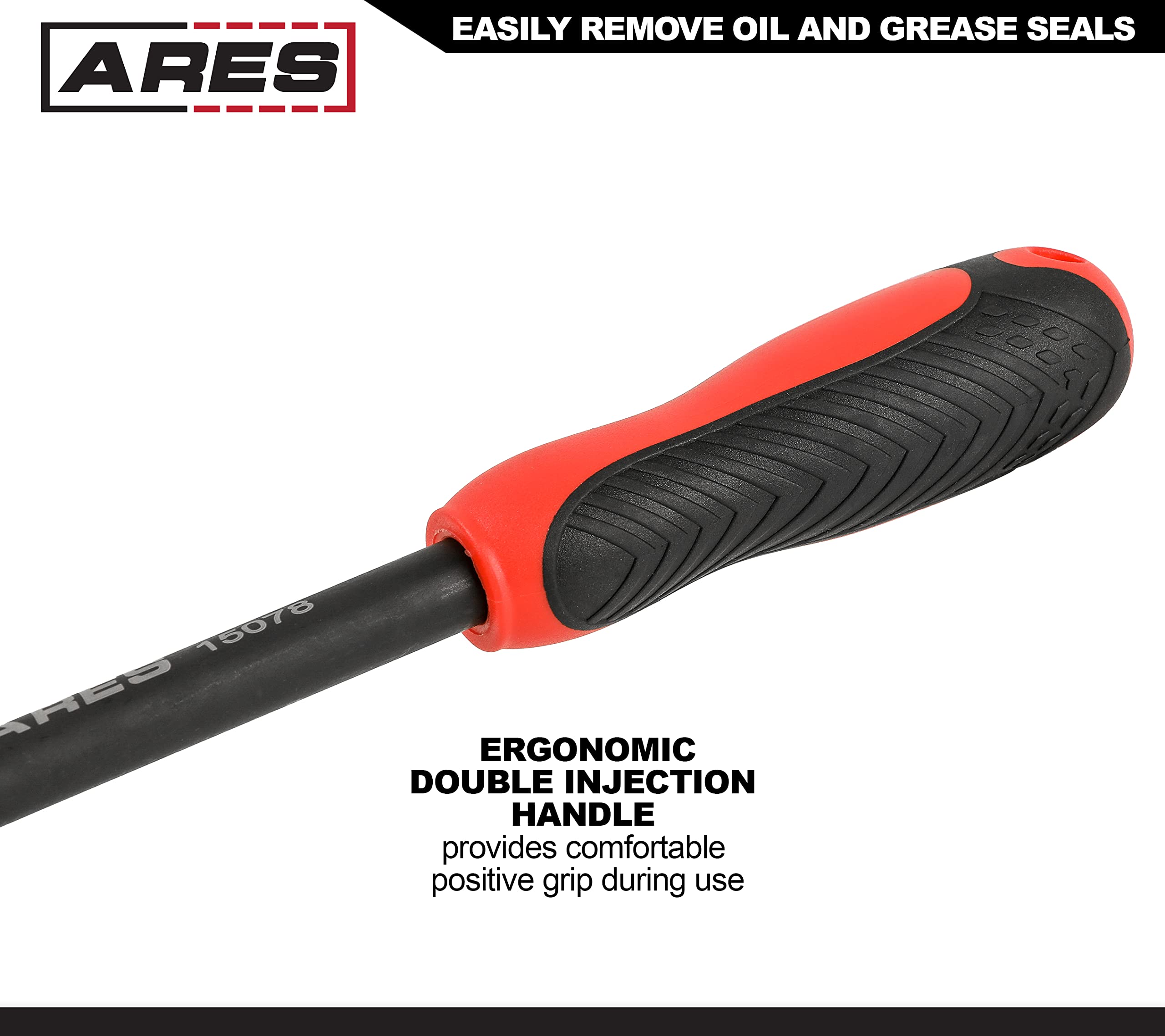 ARES 15078 - Extractor de sello de indexación de 12 pulgadas, 14 posiciones de bloqueo ajustables, diseño de punta de gancho doble, retira los sellos de aceite y grasa en coches, SUV y camiones