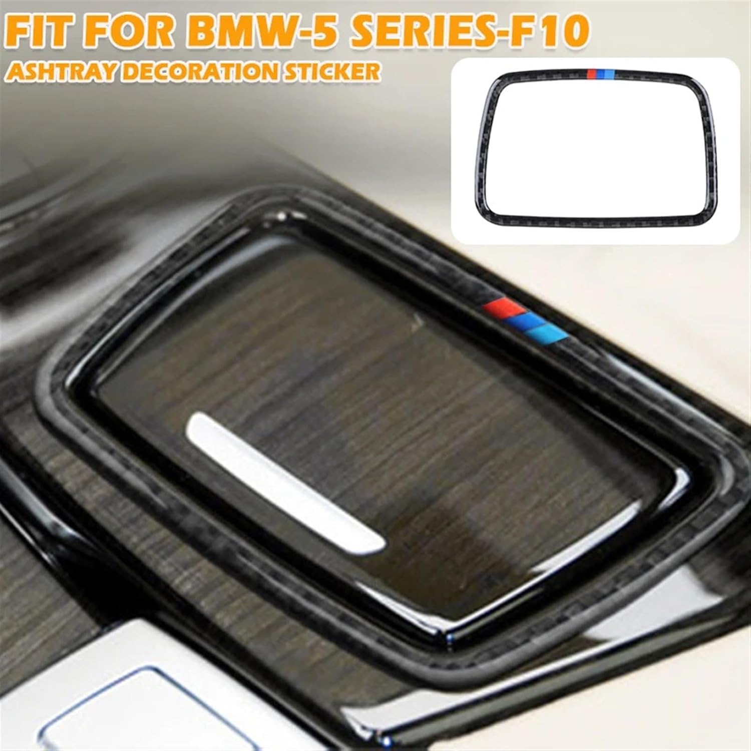 Car Ashtray Panel Trim Frame Carbon Fiber Sticker Fit for bmws 5 Series F10 2011-2017 Performance Accessories