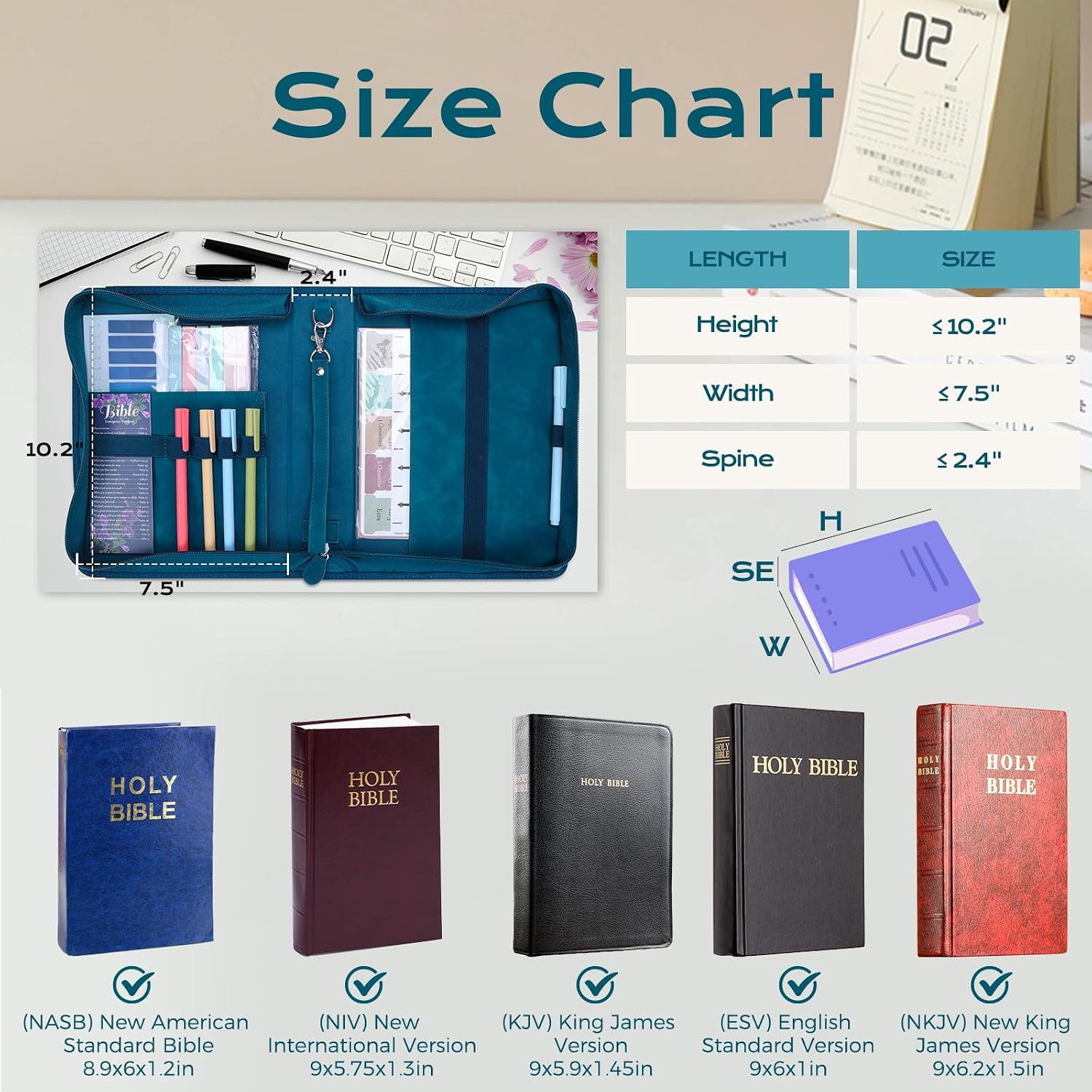 XKDOUS Bible Cover Case for Women, Leather Bible Bags with Handle, Study Supplies Journaling Kit, Gold Foiled Cross Carrying Case Large Church Book Holder Father Day Christian Gifts for Dad, Mom