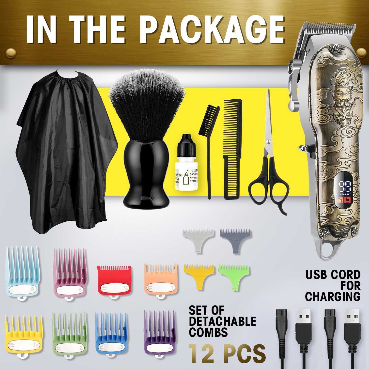 Karrte® Professional Hair Clippers for Men Hair Trimmer Barber Clippers Set Beard Trimmer Cordless Hair Cutting Grooming Haircut Kit with T-Blade Zero Gapped Rechargeable Adjustable LED Display - Image 5